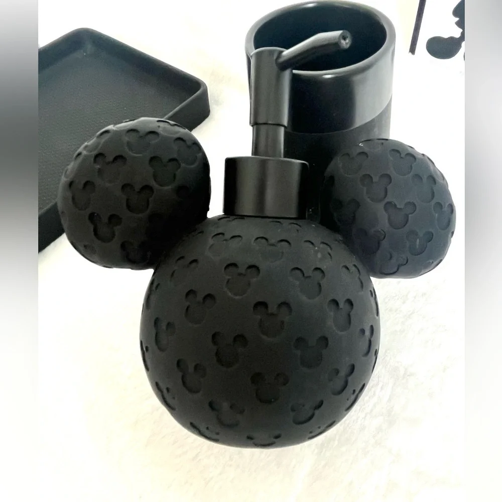 Mickey Mouse Bathroom Set Soap dispenser Towels Tray Toothbrush holder Mug
